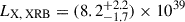 Mathematical equation: $ L_{\mathrm{X,\,XRB}} = (8.2_{-1.7}^{+2.2})\times 10^{39} $