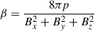 Mathematical equation: $ \beta=\frac{8 \pi p}{B_x^2+B_y^2+B_z^2} $