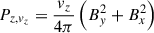 Mathematical equation: $ P_{z,v_z} = \frac{v_z}{4 \pi} \left(B_y^2 + B_x^2\right) $