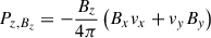 Mathematical equation: $ P_{z,B_z} = -\frac{B_z}{4 \pi} \left(B_x v_x + v_y B_y\right) $