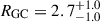 Mathematical equation: $ R_{\mathrm{GC}} = 2.7^{+1.0}_{-1.0} $