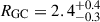 Mathematical equation: $ R_{\mathrm{GC}} = 2.4^{+0.4}_{-0.3} $