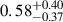$ {0.58}^{+0.40}_{-0.37} $