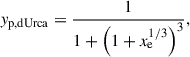 Mathematical equation: $$ \begin{aligned} y_{\rm p,dUrca} = \frac{1}{1+\left(1+x_{\rm e}^{1/3}\right)^3}, \end{aligned} $$