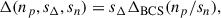 Mathematical equation: $$ \begin{aligned} \Delta (n_p,s_\Delta ,s_n)=s_\Delta \Delta _{\rm BCS}(n_p/s_n), \end{aligned} $$