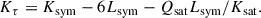 Mathematical equation: $$ \begin{aligned} K_{\tau } = K_{\rm sym}-6L_{\rm sym}-Q_{\rm sat}L_{\rm sym}/K_{\rm sat}. \end{aligned} $$