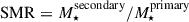 Mathematical equation: $ \mathrm{SMR} = M_{\star}^{\mathrm{secondary}}/M_{\star}^{\mathrm{primary}} $