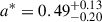 Mathematical equation: $ a^* = 0.49^{+0.13}_{-0.20} $