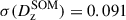 Mathematical equation: $ \sigma(D_{\mathrm{z}}^{\mathrm{SOM}}) = 0.091 $