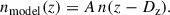 Mathematical equation: $$ \begin{aligned} n_{\rm model}(z) = A \, n(z - D_{\rm z}) . \end{aligned} $$