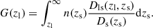 Mathematical equation: $$ \begin{aligned} G(z_{\rm l}) = \int _{z_{\rm l}}^{\infty } n(z_{\rm s}) \frac{D_{\rm ls}(z_{\rm l},z_{\rm s})}{D_{\rm s}(z_{\rm s})}\mathrm{d}z_{\rm s}. \end{aligned} $$