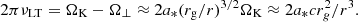 Mathematical equation: $$ \begin{aligned} 2\pi \nu _{\rm LT}=\Omega _{\rm K}-\Omega _\perp \approx 2 a_*{(r_{\rm g}/r)^{3/2}}\Omega _{\rm K}\approx 2a_*cr_g^2/r^3. \end{aligned} $$
