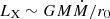 Mathematical equation: $ L_{\mathrm{X}}\sim GM\dot M/r_0 $