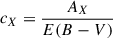Mathematical equation: $ c_X = \frac{A_X}{E(B-V)} $