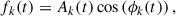 Mathematical equation: $$ \begin{aligned} f_k(t) = A_k(t) \cos \left(\phi _k(t)\right), \end{aligned} $$