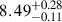 $ 8.49^{+0.28}_{-0.11} $