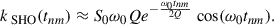 Mathematical equation: $$ \begin{aligned} k_{\text{ SHO}}(t_{nm}) \approx S_0 \omega _0 Q e^{-\frac{\omega _0 t_{nm}}{2 Q}} \text{ cos}(\omega _0 t_{nm}). \end{aligned} $$