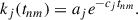 Mathematical equation: $$ \begin{aligned} k_j(t_{nm}) = a_j e^{-c_j t_{nm}}. \end{aligned} $$