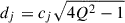 Mathematical equation: $ d_j=c_j\sqrt{4Q^2-1} $