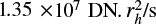 Mathematical equation: $\[1.35 \times 10^{7} ~\mathrm{DN}. r_{h}^{2} / \mathrm{s}\]$