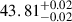 $ 43.81^{+0.02}_{-0.02} $