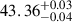 $ 43.36^{+0.03}_{-0.04} $
