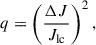 Mathematical equation: $$ \begin{aligned} q= \left(\frac{\Delta J}{J_{\rm lc}}\right)^2, \end{aligned} $$