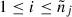 Mathematical equation: $ 1\leq i \leq \tilde{n}_j $
