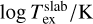 $\[\log~ T_{\text {ex}}^{\text {slab}} / \mathrm{K}\]$
