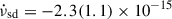 Mathematical equation: $ \dot{\nu}_{\mathrm{sd}}=-2.3(1.1)\times 10^{-15} $