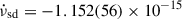 Mathematical equation: $ \dot{\nu}_{\mathrm{sd}}=-1.152(56)\times 10^{-15} $