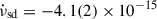 Mathematical equation: $ \dot{\nu}_{\mathrm{sd}}=-4.1(2)\times 10^{-15} $