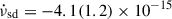 Mathematical equation: $ \dot{\nu}_{\mathrm{sd}}=-4.1(1.2)\times 10^{-15} $