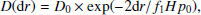 Mathematical equation: $$ \begin{aligned} D(\mathrm{d}r) = D_{0} \times \exp (-2\mathrm{d}r/f_1Hp_0), \end{aligned} $$