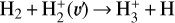 Mathematical equation: ${{\rm{H}}_2}{\rm{ + H}}_2^ + \left( v \right) \to {\rm{H}}_3^ + + {\rm{H}}$