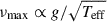 Mathematical equation: $ \nu_{\mathrm{max}} \propto g/\sqrt{T_{\mathrm{eff}}} $
