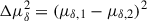 Mathematical equation: $ \Delta\mu_{\delta}^{2} = (\mu_{\delta, 1} - \mu_{\delta, 2})^{2} $