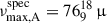 Mathematical equation: $ \nu_{\mathrm{max,A}}^{\mathrm{spec}} = 76_{9}^{18}\,{\upmu} $