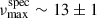 Mathematical equation: $ \nu_{\mathrm{max}}^{\mathrm{spec}} \sim 13 \pm 1 $