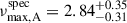 Mathematical equation: $ \nu_{\mathrm{max, A}}^{\mathrm{spec}} = 2.84^{+0.35}_{-0.31} $