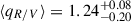 Mathematical equation: $ {\langle}q_{R/V}{\rangle} = 1.24^{+0.08}_{-0.20} $