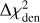 Mathematical equation: $\Delta \chi _{{\rm{den}}}^2$