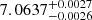 $ 7.0637^{+0.0027}_{-0.0026} $