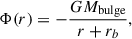 Mathematical equation: $$ \begin{aligned} \Phi (r)=-\frac{GM_{\rm bulge}}{r+r_b} ,\end{aligned} $$
