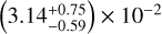 $\left(3.14^{+0.75}_{-0.59}\right)\times 10^{-2}$