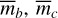 Mathematical equation: ${\bar m_b},\,{\bar m_c}$