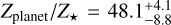 Mathematical equation: ${Z_{{\rm{planet}}}}/{Z_ \star } = 48.1_{ - 8.8}^{ + 4.1}$