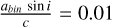 Mathematical equation: $\frac{a_{bin}\,\sin{i}}{c}=0.01$