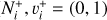 Mathematical equation: $\left(N_{i}^{+}, v_{i}^{+}\right)=(0, 1)$