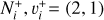 Mathematical equation: $\left(N_{i}^{+}, v_{i}^{+}\right)=(2, 1)$